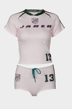 Letter Print Crop Top & Shorts 2 Piece Set Lavish Daily