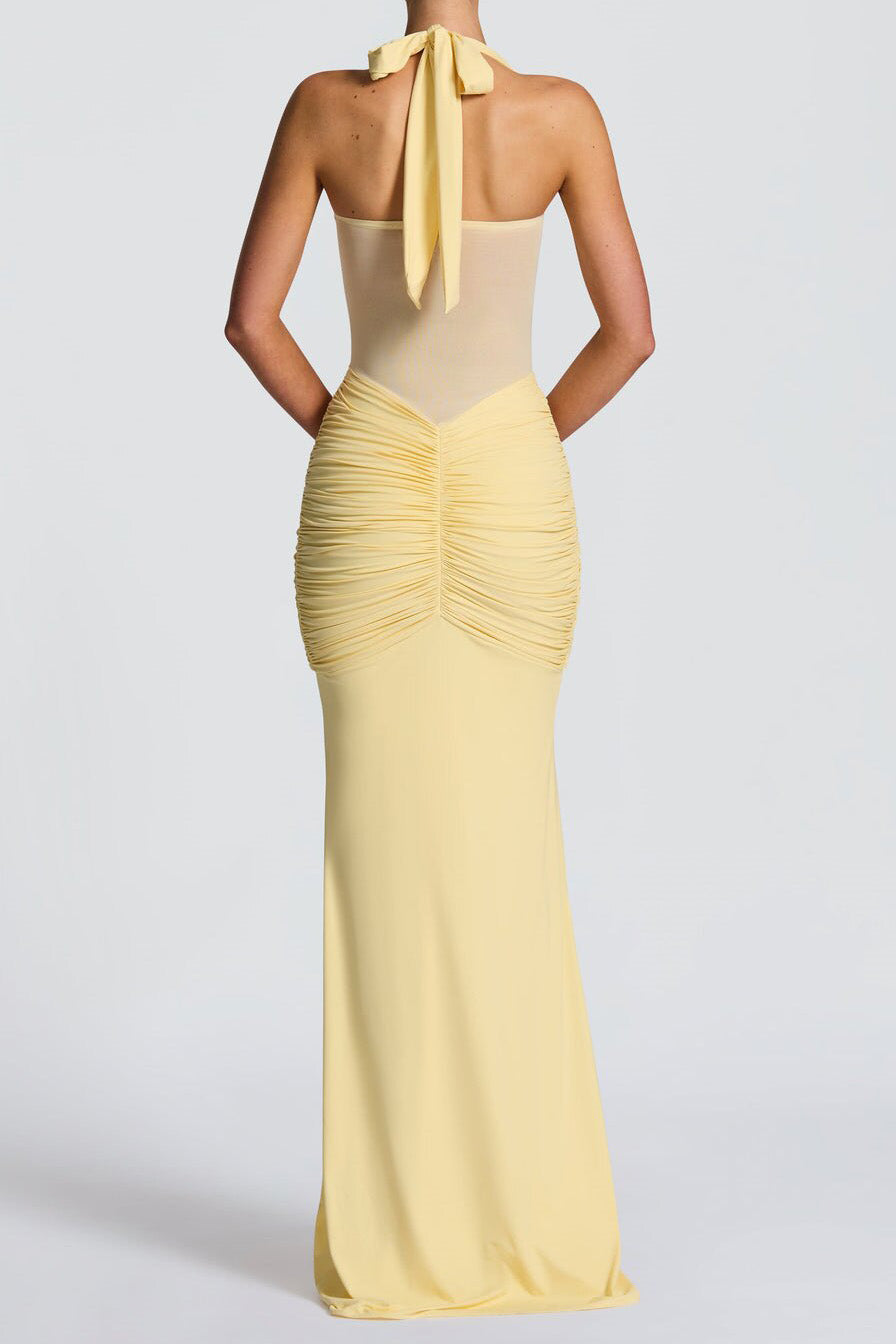 Mesh Mermaid Tie-Back Bodycon Maxi Dress Lavish Daily