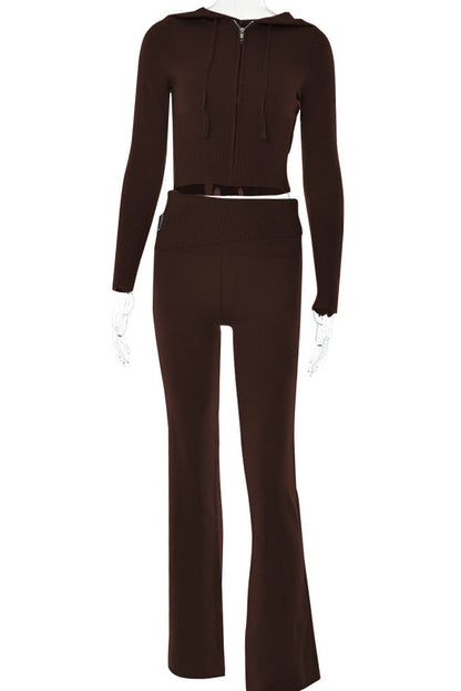 Knitted 2-Piece Tracksuit with Long Sleeve Hoodie Lavish Daily