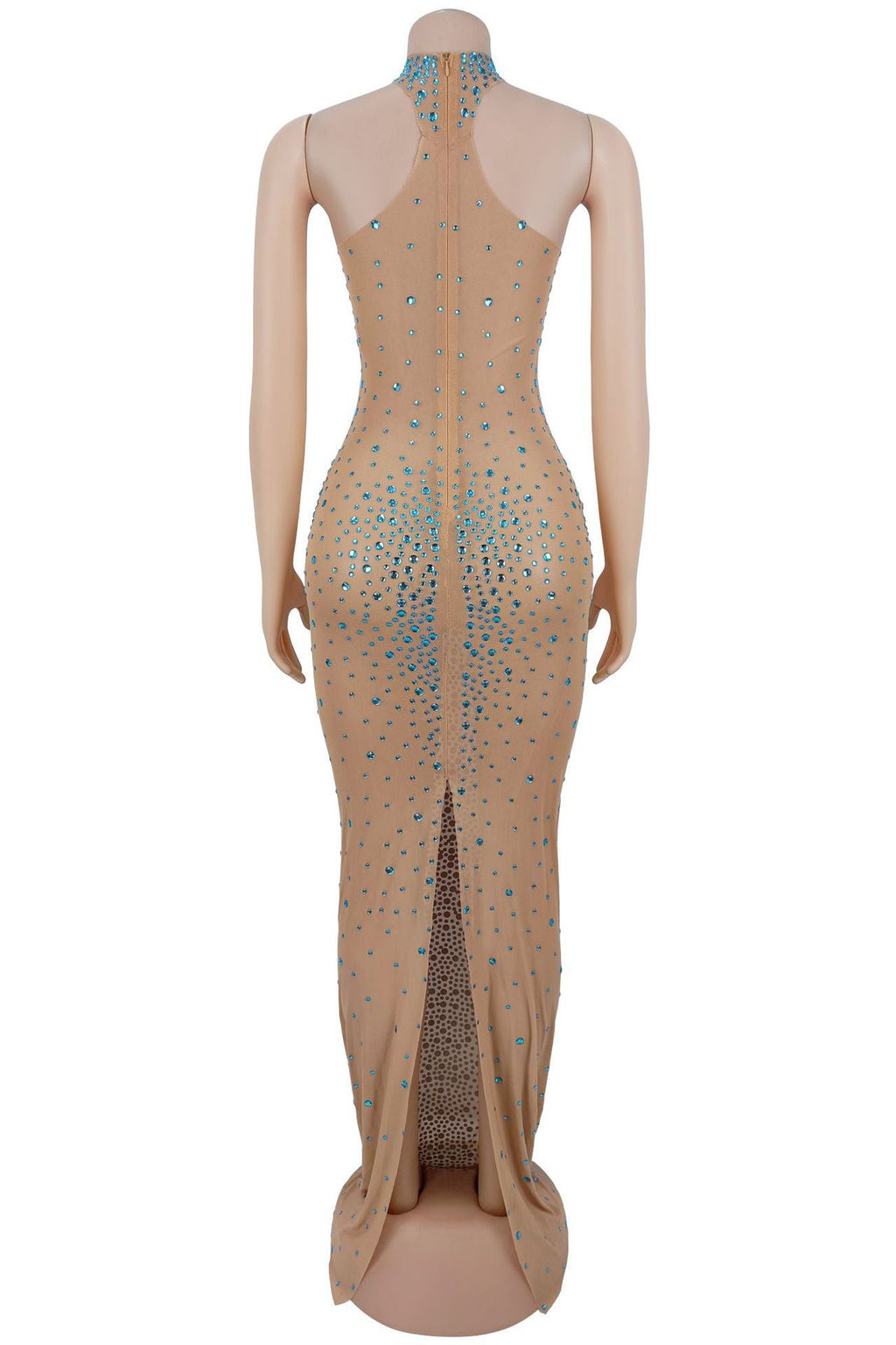 Sheer Mesh Rhinestone Slim Fit Dress LavishDaily