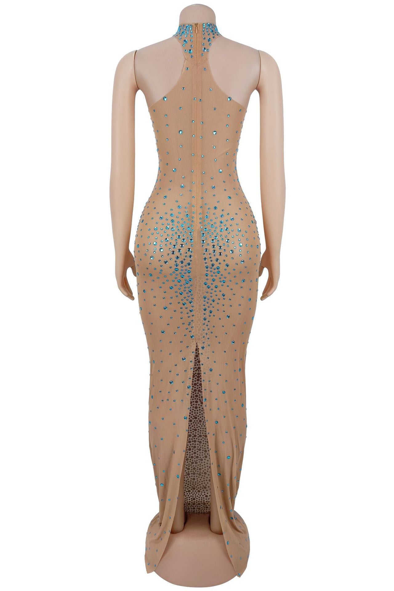 Sheer Mesh Rhinestone Slim Fit Dress LavishDaily