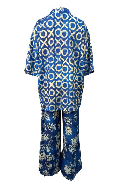 Abstract Print Kaftan & Wide Leg Pants Set Lavish Daily