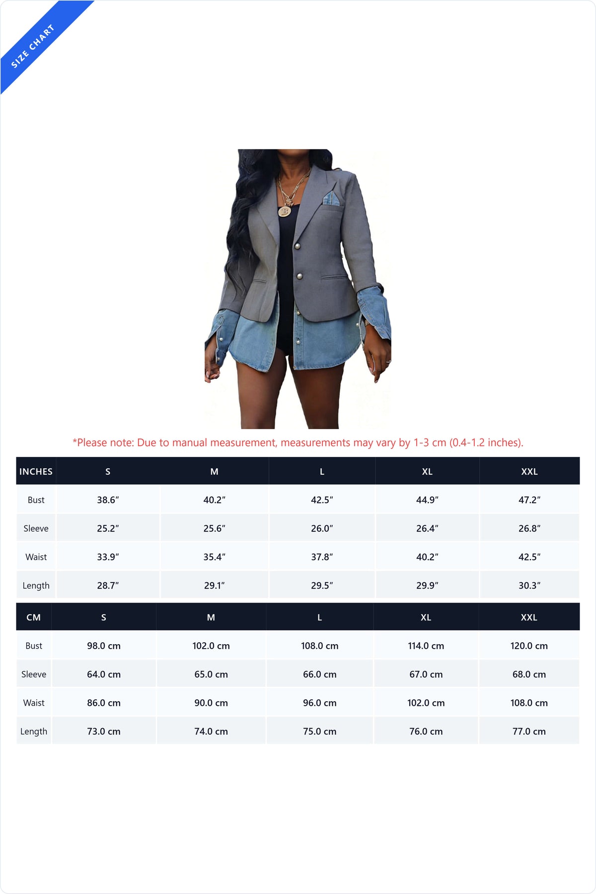 Deconstructed Denim Spliced Blazer Lavish Daily