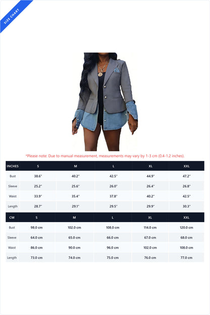 Deconstructed Denim Spliced Blazer Lavish Daily