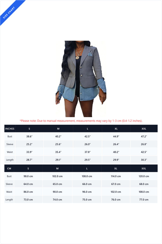 Deconstructed Denim Spliced Blazer Lavish Daily