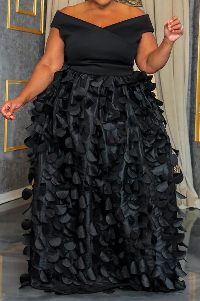 Plus Size Off Shoulder 3D Floral Maxi Dress Lavish Daily