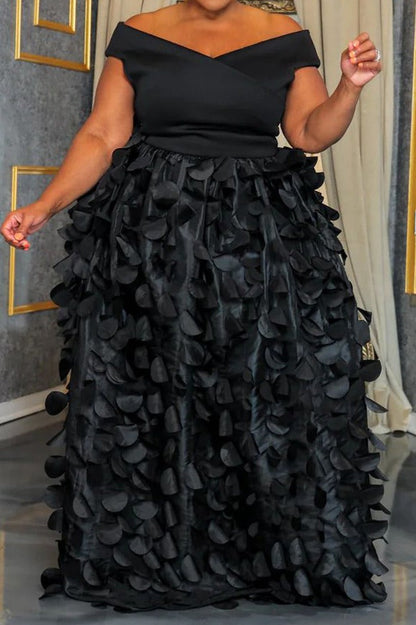 Plus Size Off Shoulder 3D Floral Maxi Dress Lavish Daily