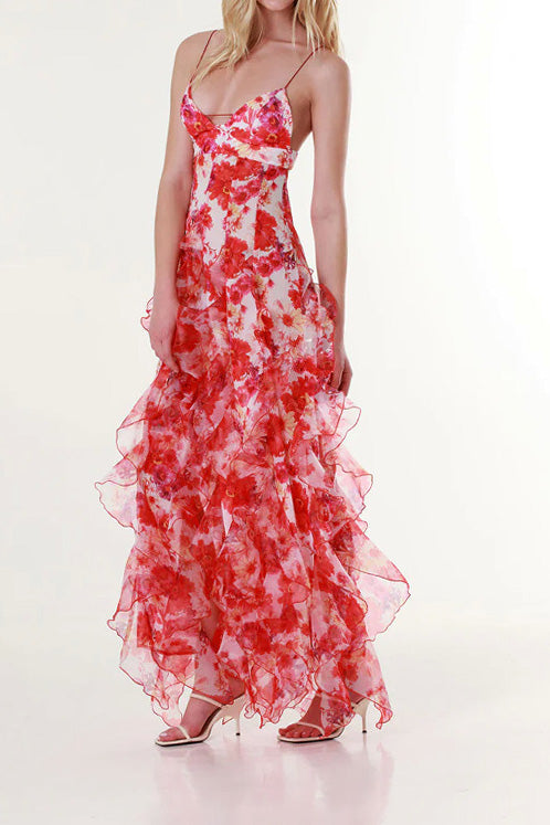 Ruffle Sheer Maxi Dress Lavish Daily