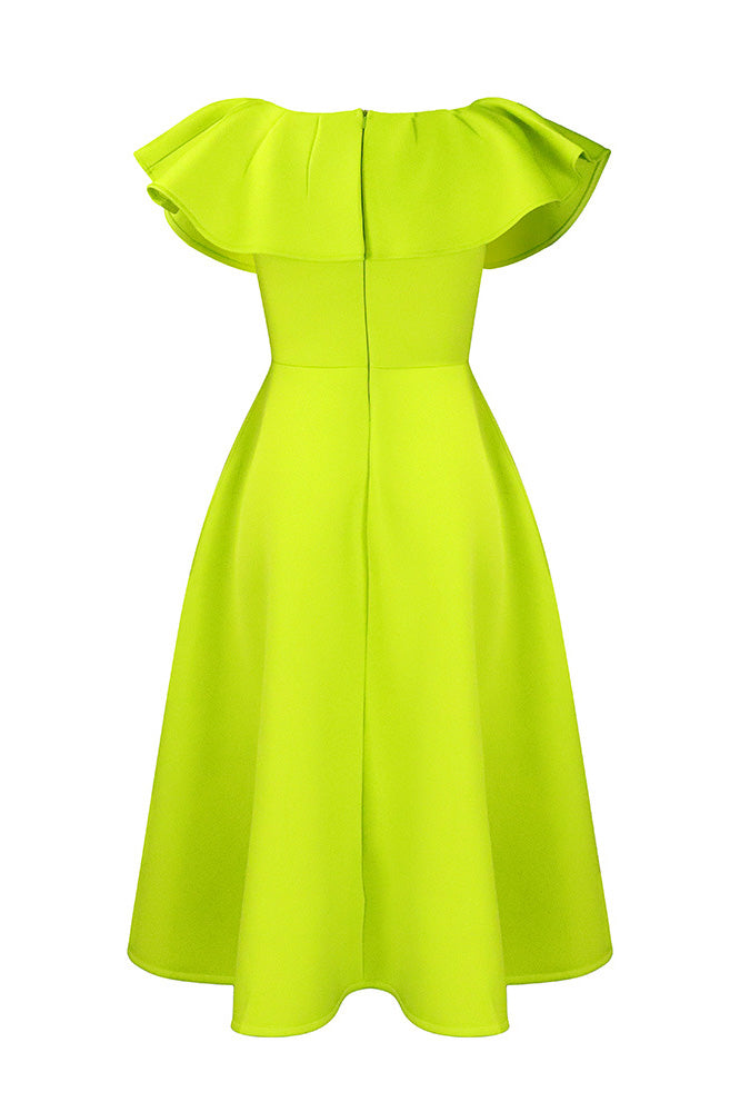 Ruffle Trim Short Sleeve A Line Dress Lavish Daily