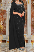 Crystal Embellished Cape Sleeve Maxi Dress LavishDaily