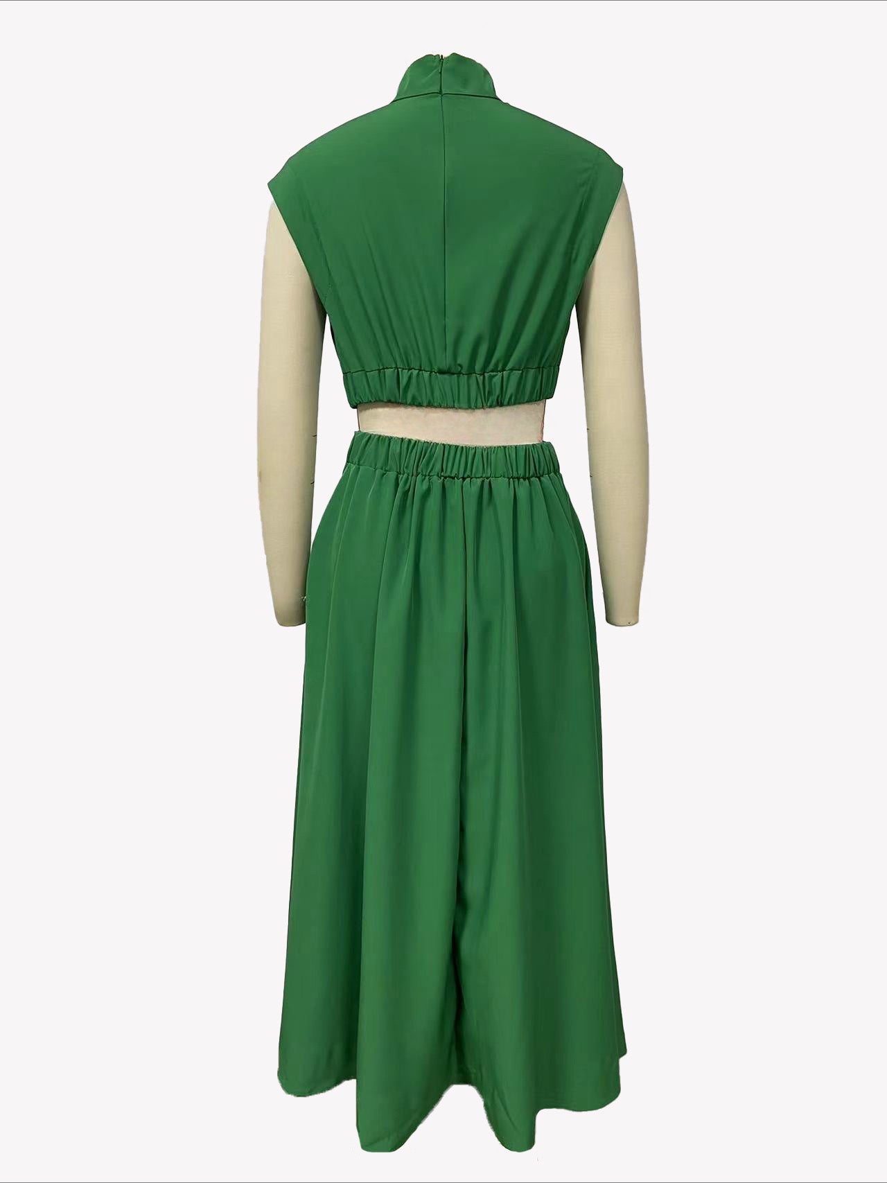 Mock Neck Cut Out Pleated Maxi Dress Lavish Daily