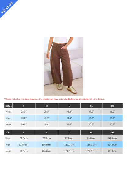 High Waist Patch Pocket Barrel Jeans Lavish Daily