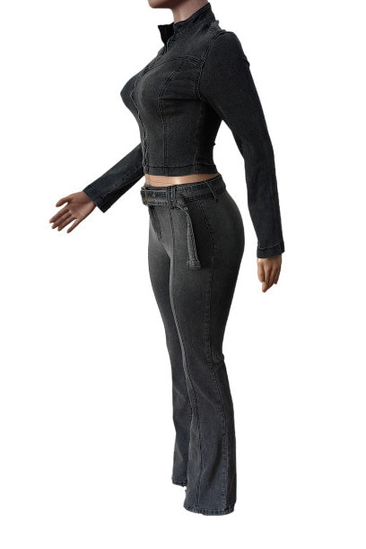 Stretch Denim Jacket and Shorts Set Lavish Daily