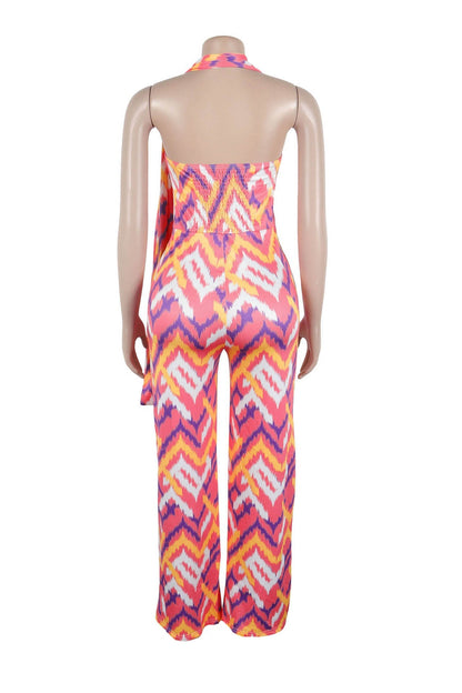 Elastic Slim-Fit Printed Wide-Leg Jumpsuit Lavish Daily