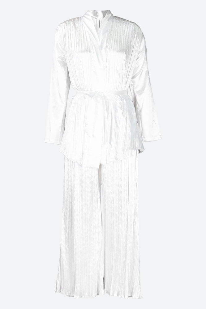 V Neck Long Sleeve Tops Wide Leg Pants Set Lavish Daily