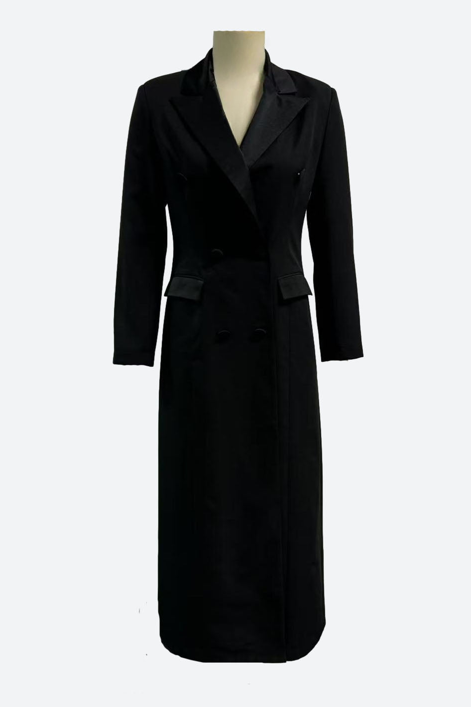 Black Double-Breasted Tuxedo Coat Lavish Daily