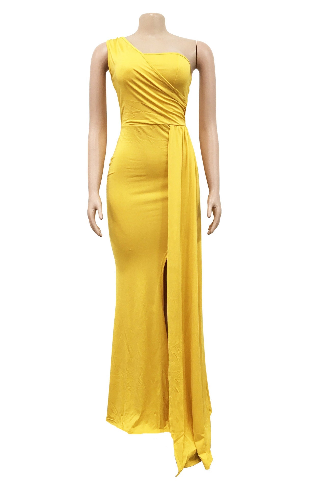 Solid Color One Shoulder Bodycon Party Dress Lavish Daily