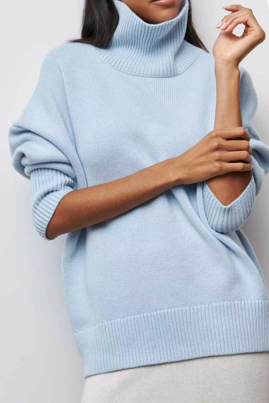 Oversized Knitted Turtleneck Sweater Lavish Daily