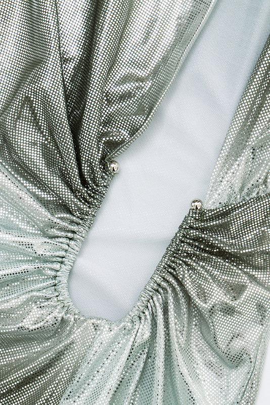 Deep V-Neck Ruched Long Sleeve Maxi Dress Lavish Daily