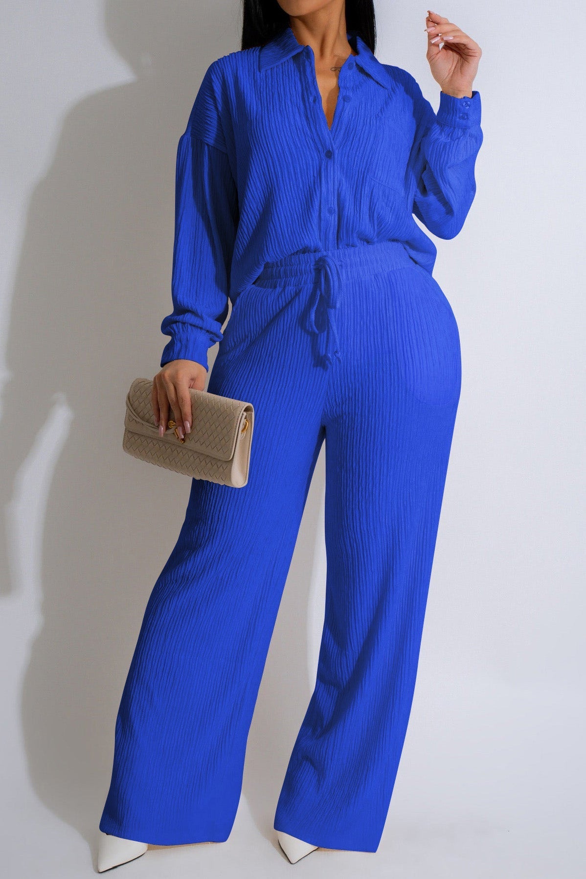 Loose Long Sleeve Top & Straight Pants Set Lavish Daily