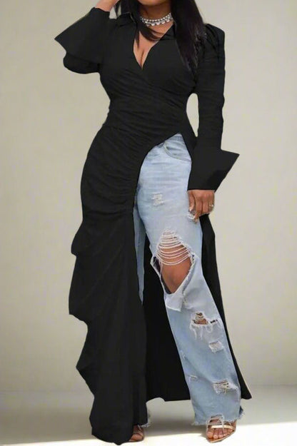 Deep V Side Slit Slim Nightclub Maxi Dress Lavish Daily