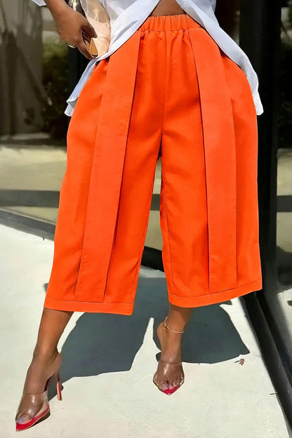 High Waist Pleated Wide Leg Culottes Lavish Daily