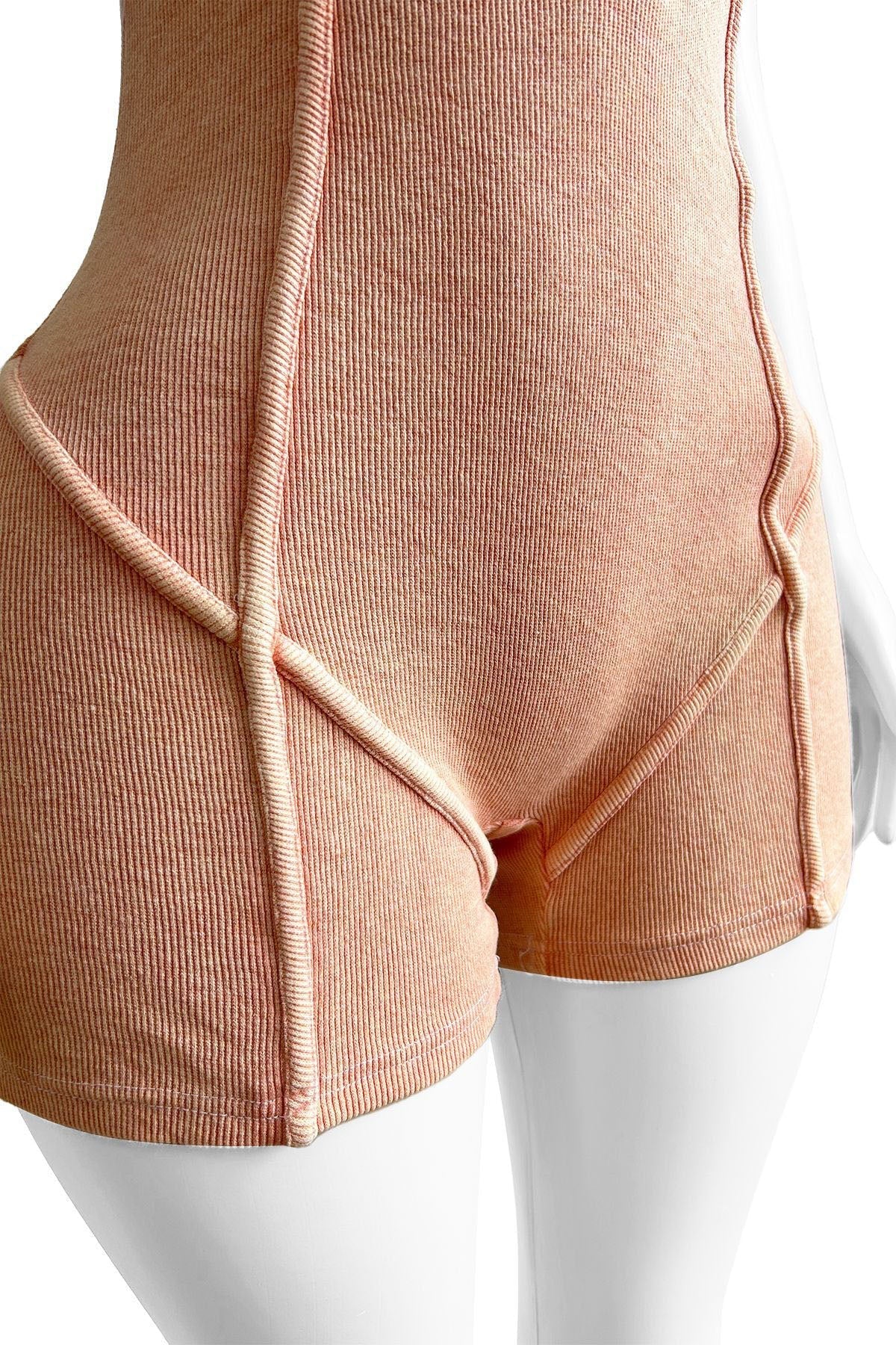 Deep V Neck Washed Romper Lavish Daily