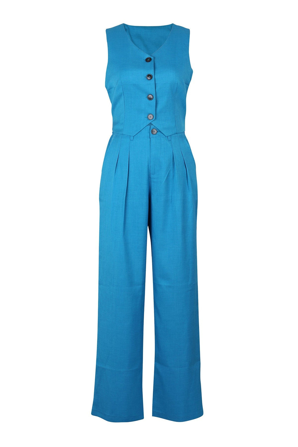 Linen Sleeveless Suit Set for Work Office Lavish Daily