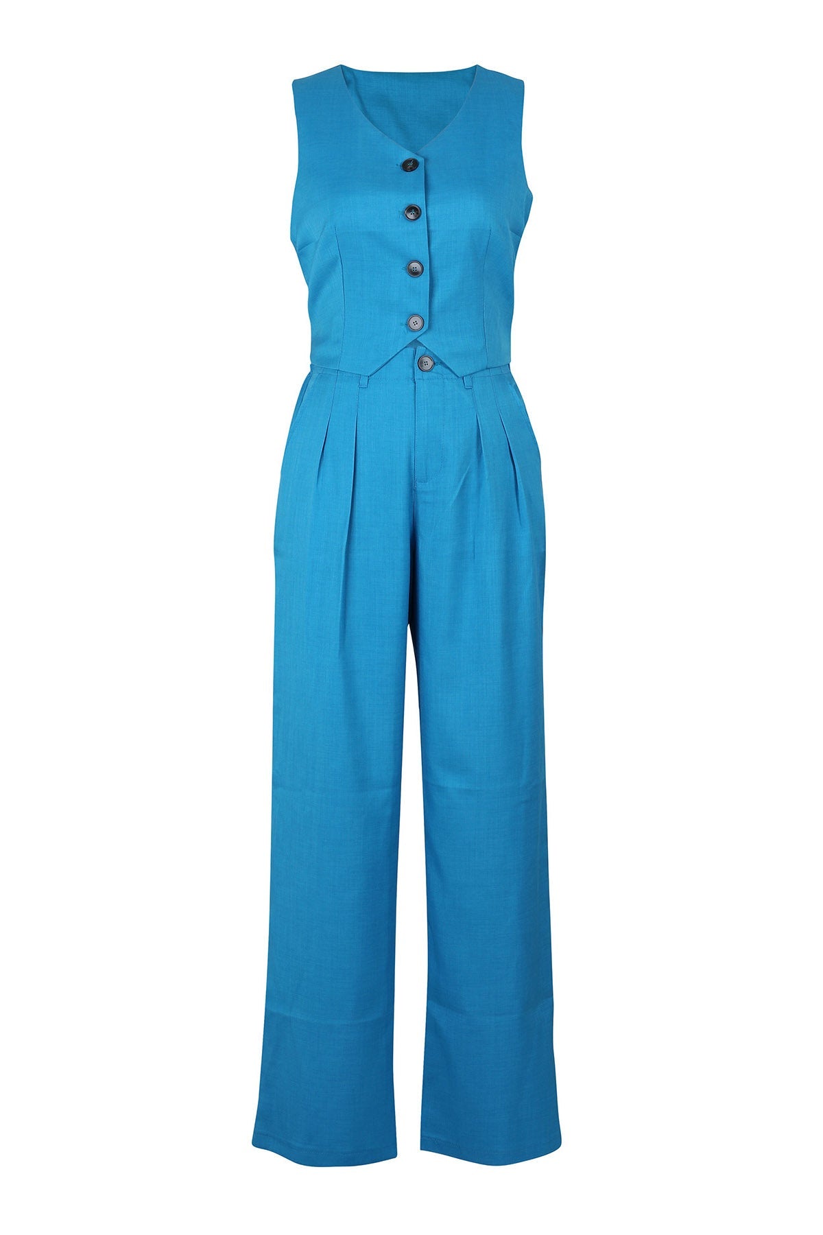 Linen Sleeveless Suit Set for Work Office Lavish Daily