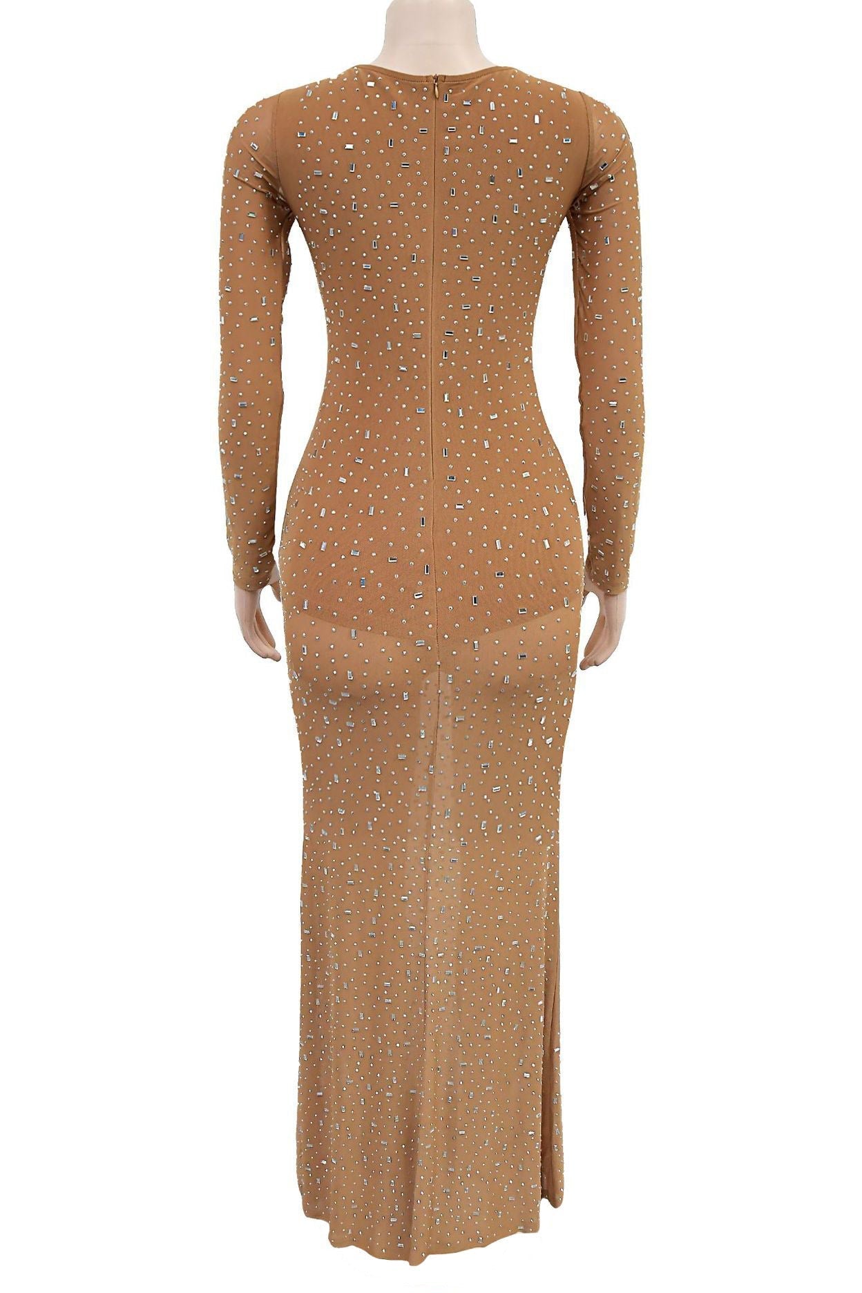 Crystal Embellished Square Neck Maxi Dress Lavish Daily