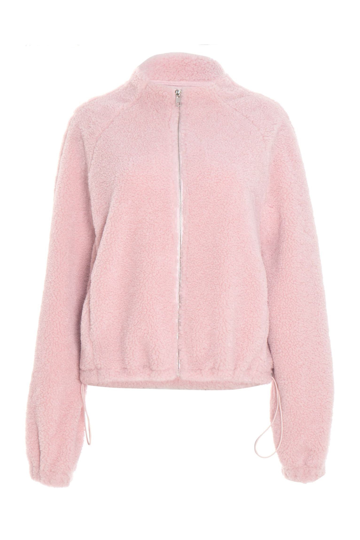 Solid Color Zip-Up Long Sleeve Plush Jacket Lavish Daily