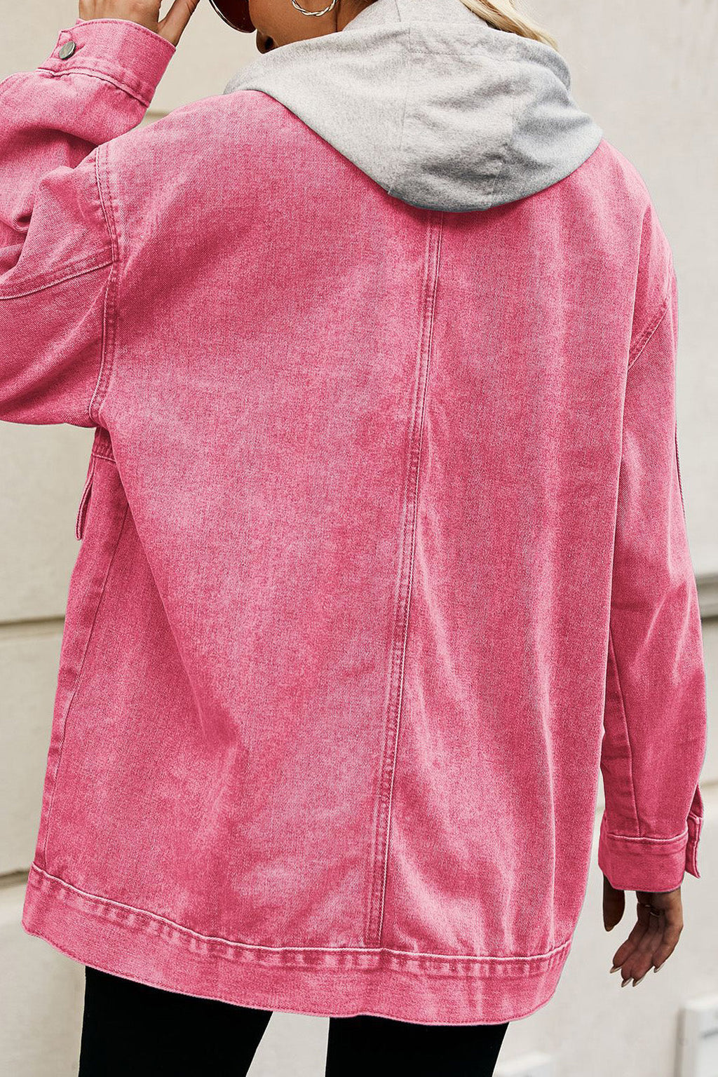 Oversized Denim Jacket with Detachable Hood Lavish Daily