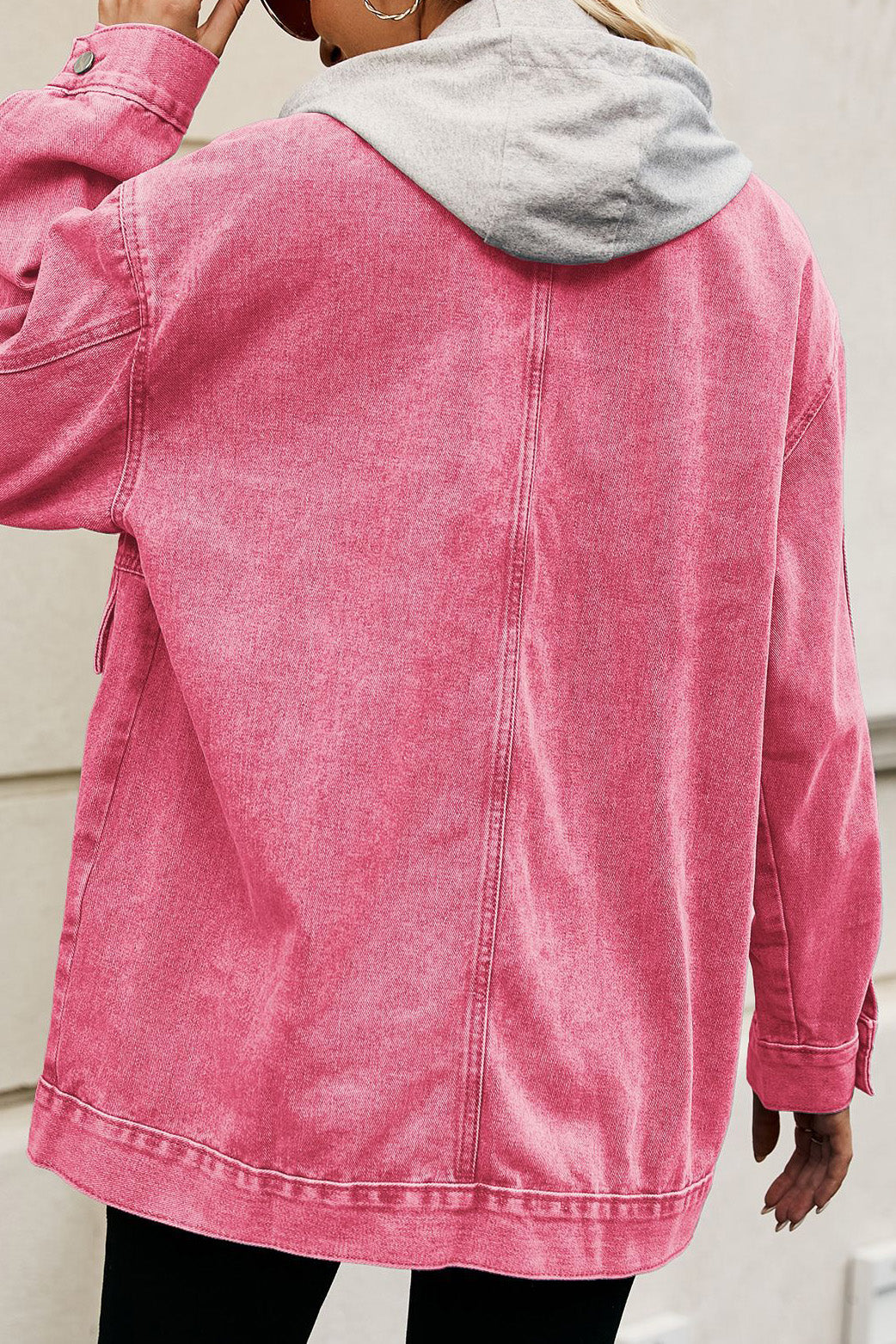 Oversized Denim Jacket with Detachable Hood Lavish Daily