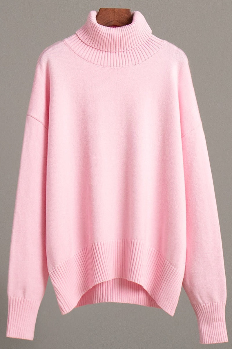 Turtleneck Long Sleeve Sweater Lavish Daily
