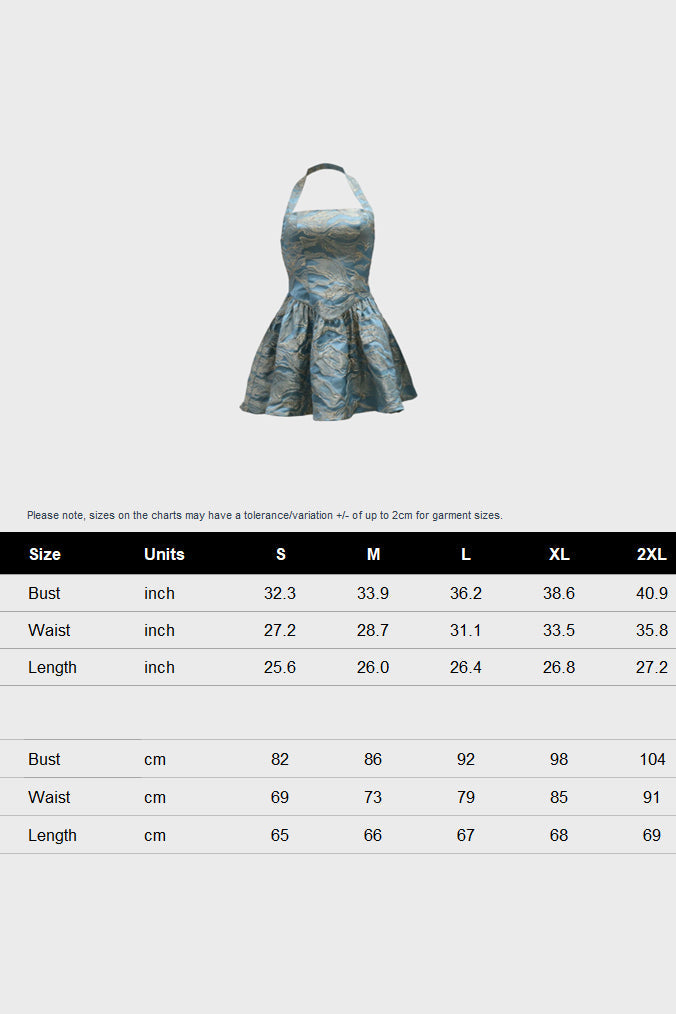 Jacquard Halter Mini Dress Lavish Daily