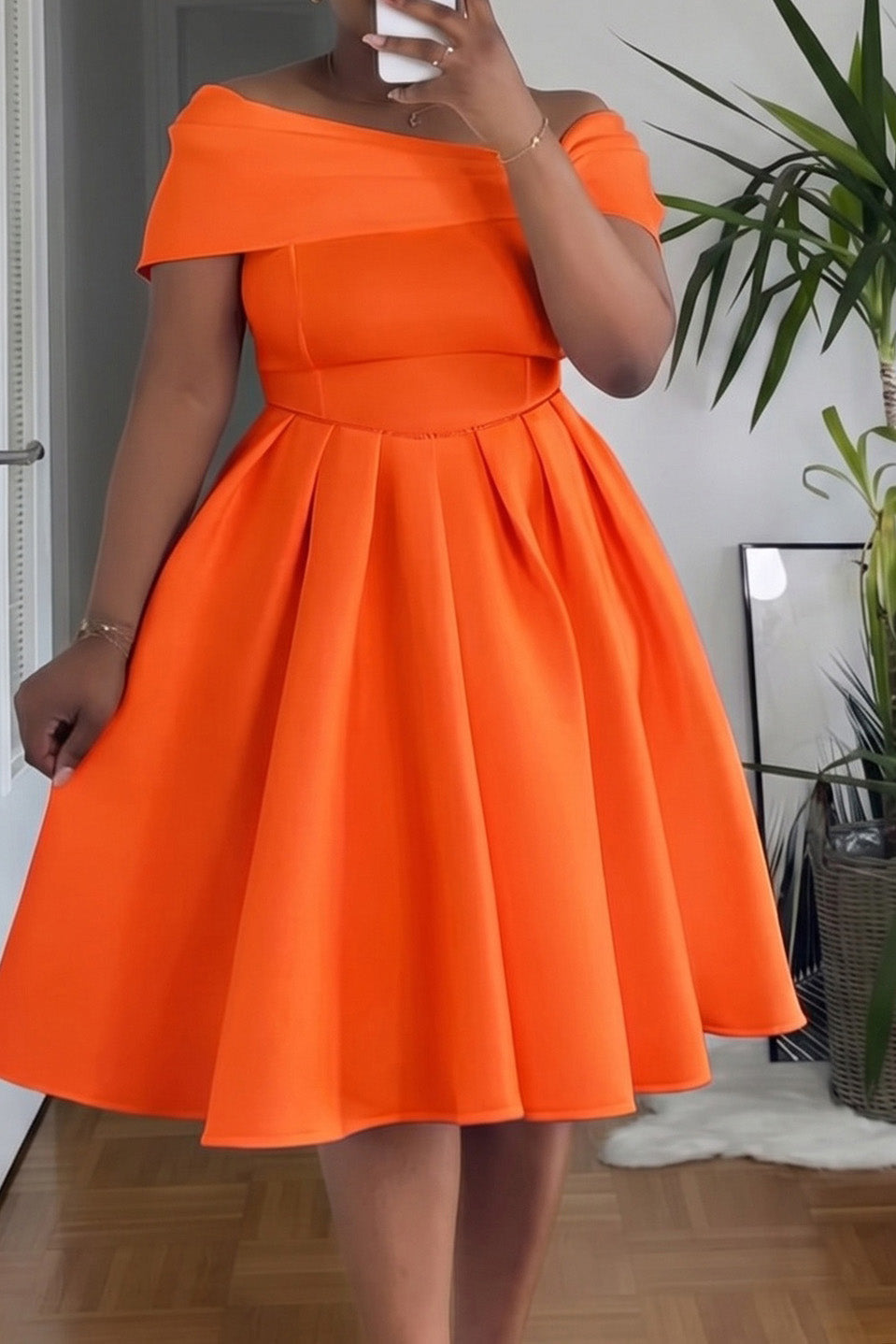 Off-Shoulder Fit & Flare Midi Dress Lavish Daily