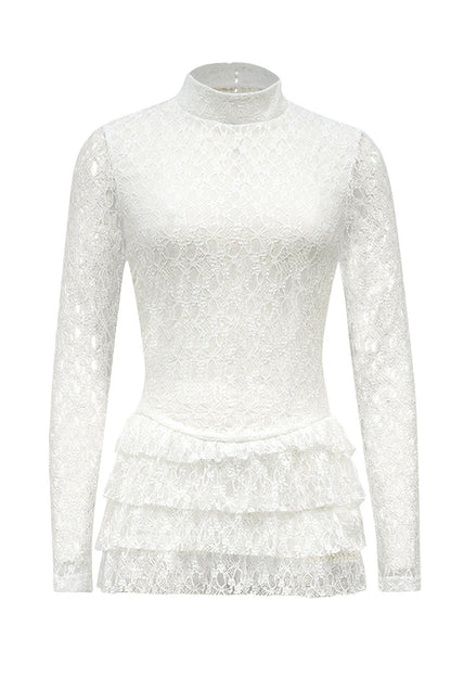 Long Sleeve Lace Ruffle Romper Lavish Daily