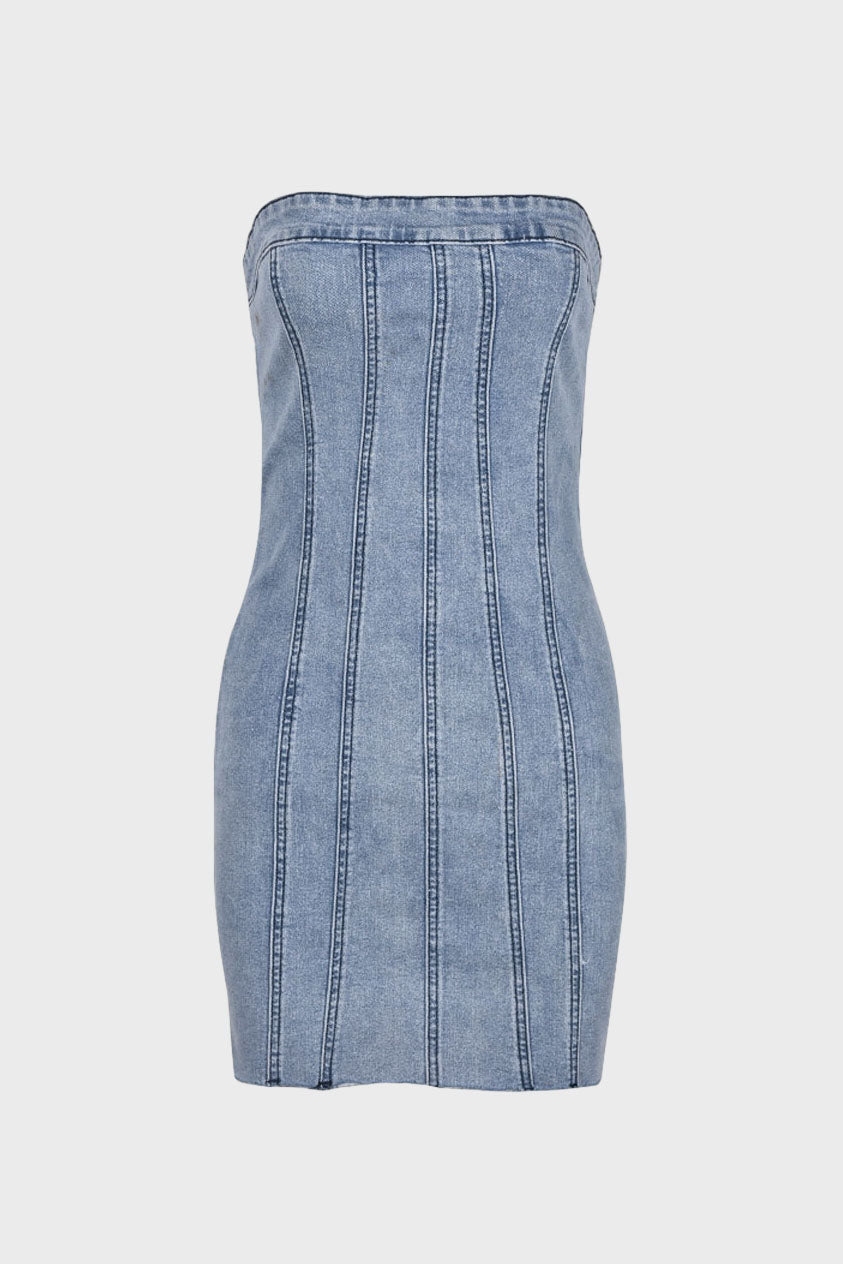 Strapless Mini Denim Dress Lavish Daily