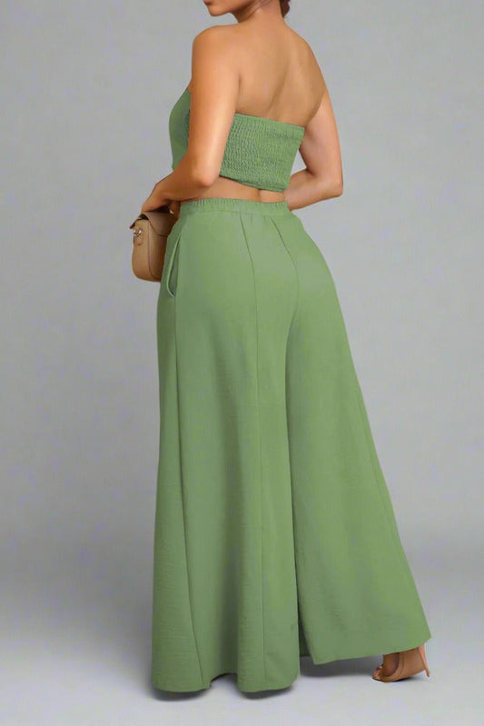 Stretch Tube Top Vest and Wide Leg Pants Set Lavish Daily
