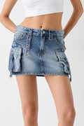 Low Rise Denim Mini Skirt Lavish Daily
