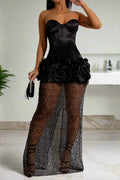 Strapless Sequin Mesh Dress Lavish Daily