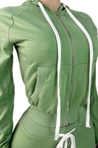 Hooded Zip Sweatshirt and Flare Pants Set Lavish Daily