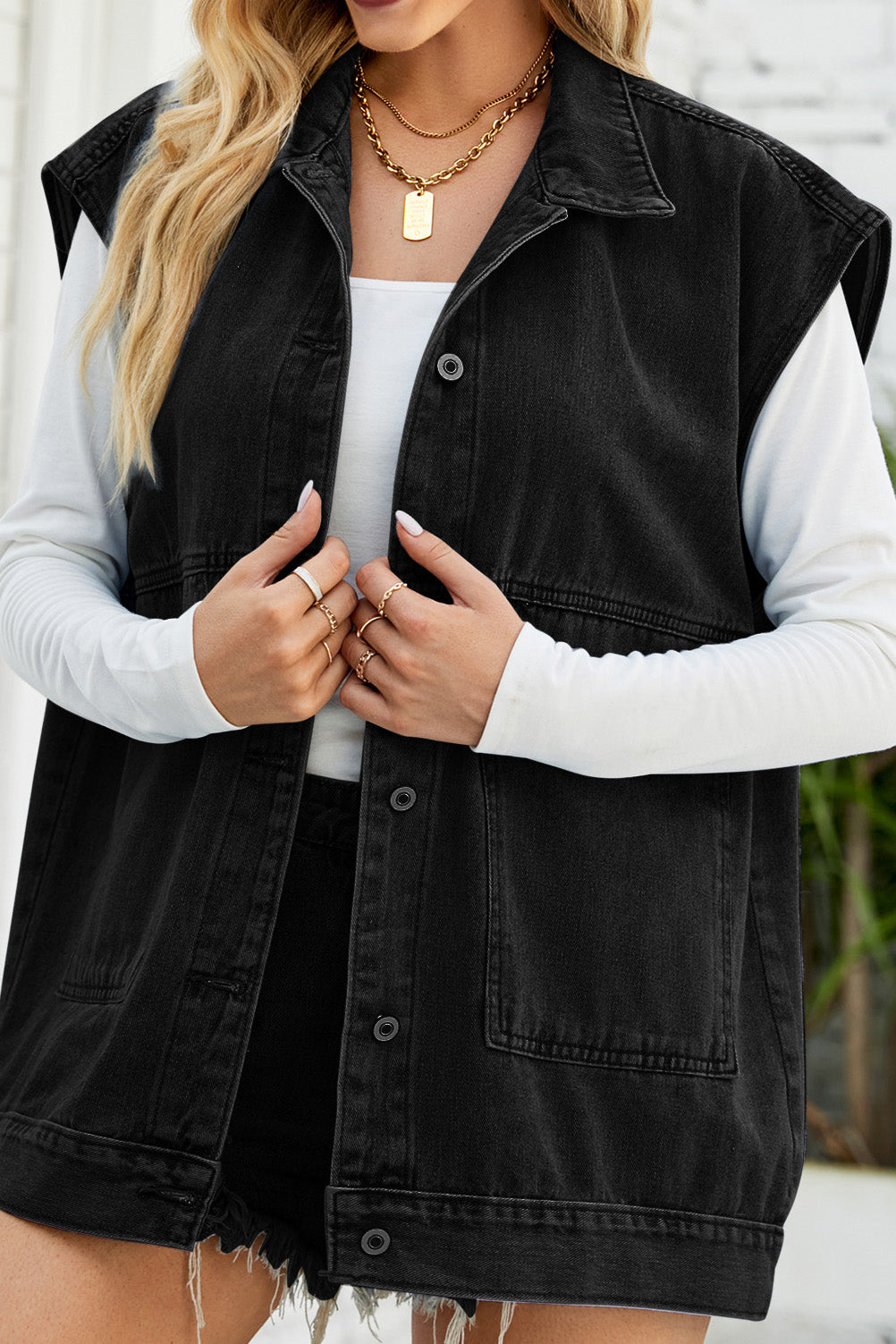 Vintage Oversized Denim Jean Vest Lavish Daily