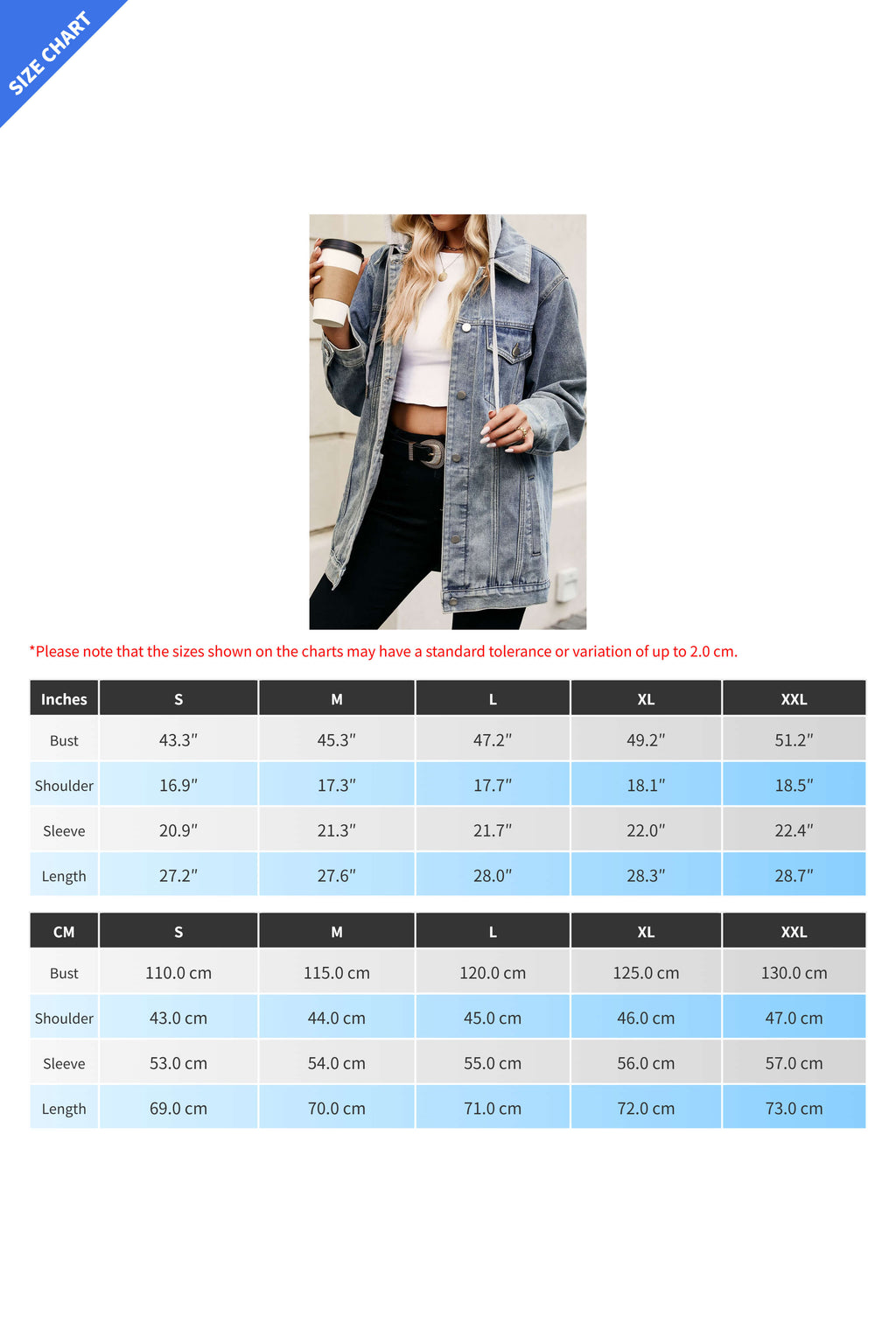 Denim Jacket with Detachable Hood Lavish Daily