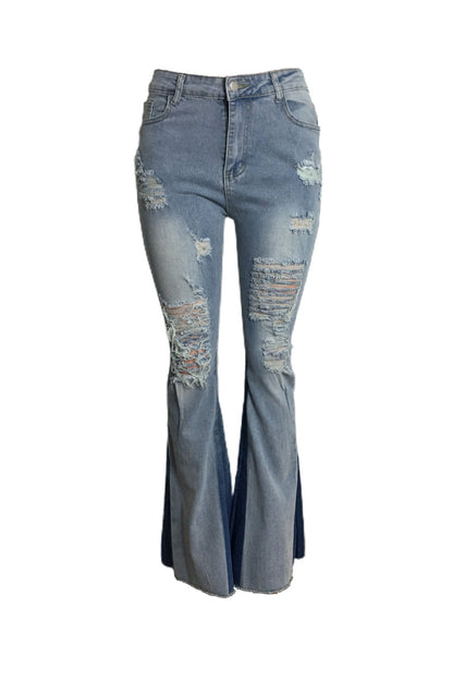 Ripped Bootcut Jeans Lavish Daily