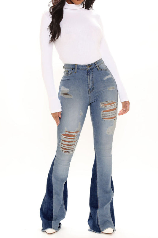 Ripped Bootcut Jeans Lavish Daily