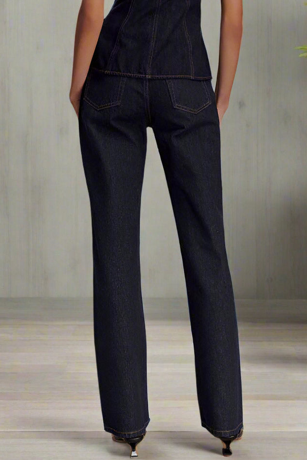 High Waist Pocket Straight Jeans Lavish Daily