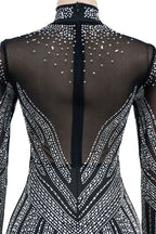 Rhinestone Embellished Sheer Mesh Mini Dress Lavish Daily