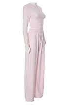 Solid Round-Neck Wide-Leg Lounge Set Lavish Daily