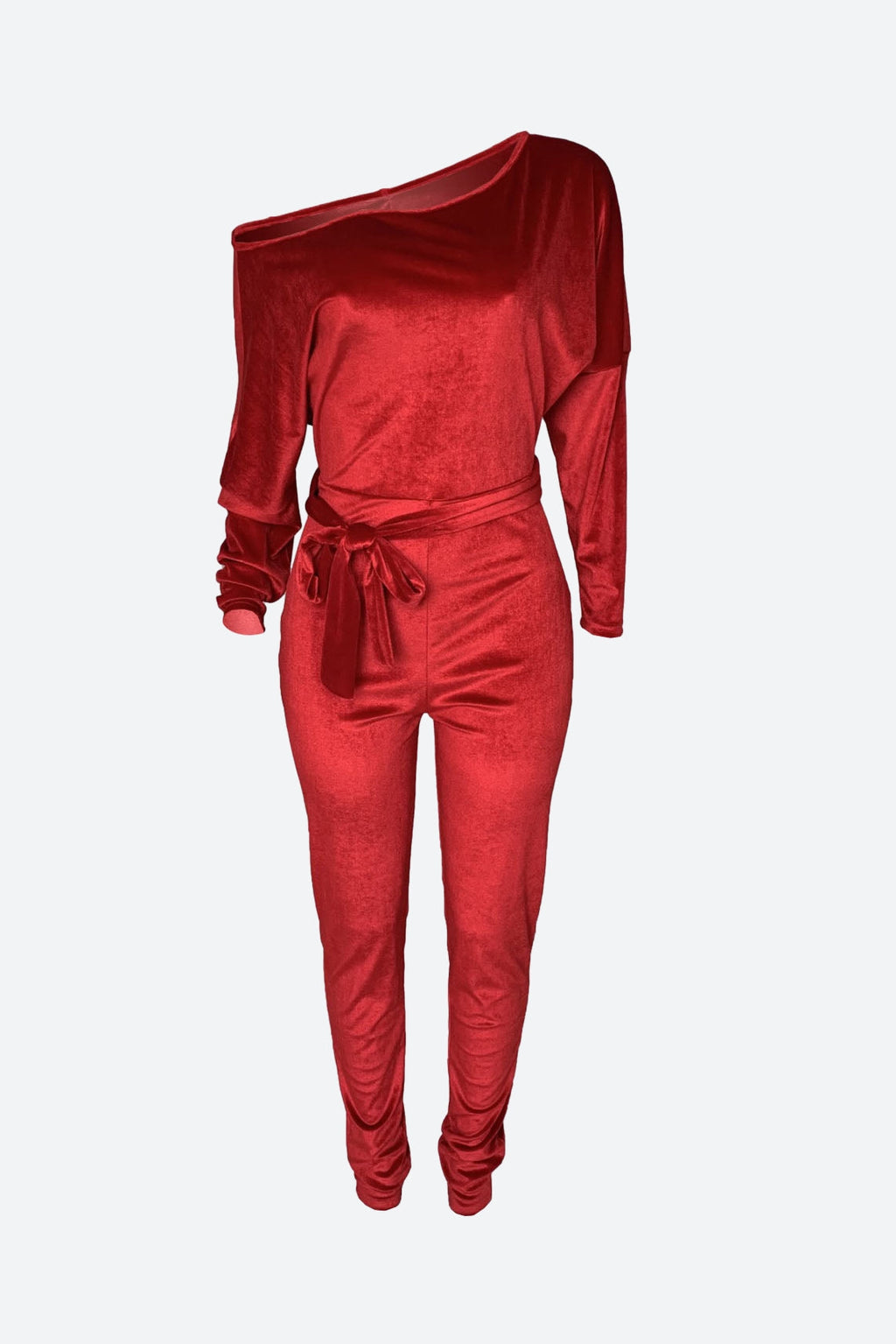 Velvet One Shoulder Jumpsuit Lavish Daily